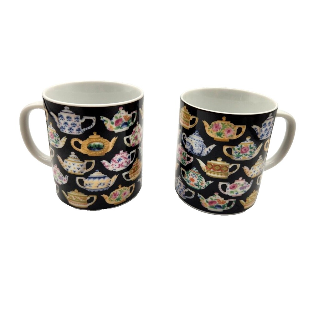 Department 56 Tea Leaves Pattern Tea Mug Cup - Lot of 2 - Retired